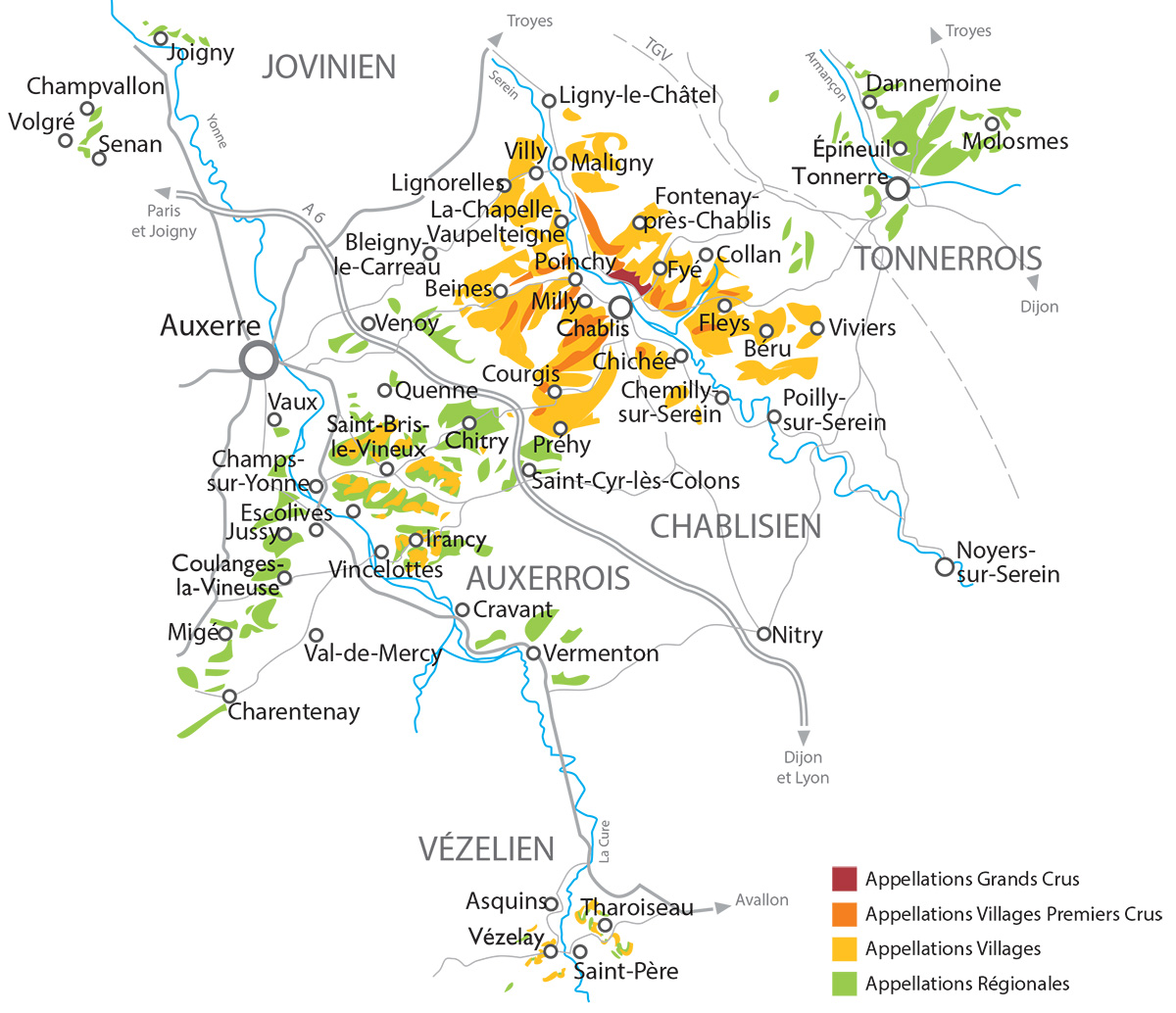 Carte du vignoble - Fédération des Vignerons Indépendants de l'Yonne